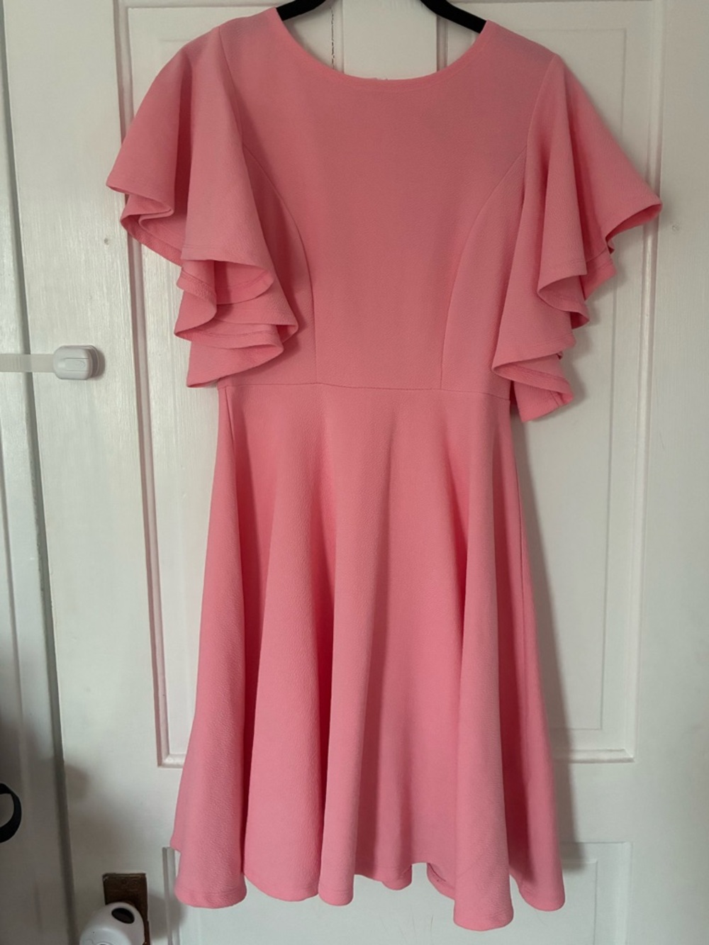 pink dress with ruffle sleeves, size medium